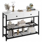 US GARVEE Console Sofa Table with 2 Drawers, 2-Tier Storage Shelves, High-Quality P2 Particleboard, Metal Frame, Adjustable Feet, Suitable for Entryway, Hallway, Living Room