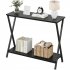 US GARVEE Console Table   Narrow Entryway Table   Storage Shelf   Metal Frame   MDF Wood   X Shaped Metal Tubes   Adjustable Footpads   Living Room  Foyer  Bedr