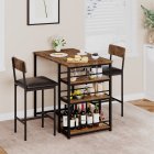 US GARVEE Dining Table Set for 2, Kitchen Table and Chairs, Bar Dining Room Table Set with 2 Upholstered Bar Chairs, 3 Piece Counter Height Kitchen Table Set for Small Space, Apartment, Retro Brown