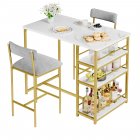 US GARVEE Dining Table Set for 2, Kitchen Table Set, Dining Room Table Set with 2 Velvet Upholstered Bar Chairs, 3 Piece Counter Height Table Set for Small Space, Apartment, Gray and Gold White