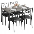 US GARVEE Dining Table Set 5 Pieces for 4, Solid Metal Frame, Upholstered Chairs, MDF Top, Space Saving, Retro Gray, Small Spaces, Apartment