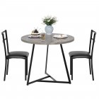 US GARVEE Dining Table Set with 2 Upholstered Chairs, Round Table, MDF Board, Solid Steel Frame, Compact for Small Spaces - Rustic Gray