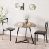 US GARVEE Dining Table Set with 2 Upholstered Chairs  Round Table  MDF Board  Solid Steel Frame  Compact for Small Spaces   Rustic Gray