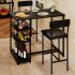 US GARVEE Dining Table Set for 2  Bar Height  Upholstered Chairs  MDF Board   Steel  3 Storage Shelves  Small Space Solution  Black
