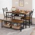US GARVEE Dining Table Set for 4 with Wine Rack   Sturdy Bench   Space Saving Design   Premium MDF   Steel   Adjustable Feet   Suitable for Small Spaces