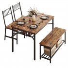US GARVEE Dining Table Set for 4 with Wine Rack + Sturdy Bench + Space-Saving Design + Premium MDF & Steel + Adjustable Feet + Suitable for Small Spaces
