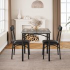 US GARVEE Dining Table Set for 2, Kitchen Table and Chairs for 2 with Upholstered Chairs, 3 Piece Dining Room Table Set, Square Kitchen Table Set for Small Space, Apartment, Studio, Rustic Gray