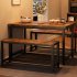 US GARVEE Dining Table Set for 4 with Benches  Rectangular  Sturdy MDF and Steel  Space Saving  Easy to Maintain  Retro Brown  Ideal for Small Spaces