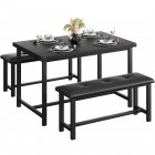 US GARVEE Dining Table Set for 4 with Benches, Sturdy MDF & Steel Frame, Space-Saving Design, Easy Assembly, Retro Black