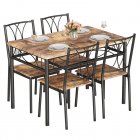 US GARVEE Dining Table Set for 4, Space-Saving Design, Durable MDF Top, Metal Frame, Retro Brown, Ideal for Small Spaces