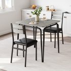 US GARVEE Dining Table for 2 + Space Saving + Upholstered Seats + Wood + Ergonomic Backrests + Metal Frames + Home Office