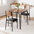 US GARVEE Dining Table for 2, Small Square Kitchen Set + Upholstered Seats + Space Saving + MDF Table Top + Reinforced Metal Frames + Ideal for Small Spaces