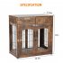 US GARVEE Dog Crate Furniture with Cushion Wooden Dog Crate Table 2 Drawers 3 Doors Dog Furniture Brown