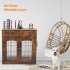 US GARVEE Dog Crate Furniture with Cushion Wooden Dog Crate Table 2 Drawers 3 Doors Dog Furniture Brown