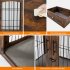 US GARVEE Dog Crate Furniture with Cushion Wooden Dog Crate Table 2 Drawers 3 Doors Dog Furniture Brown