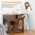 US GARVEE Dog Crate Furniture with Cushion Wooden Dog Crate Table 2 Drawers 3 Doors Dog Furniture Brown