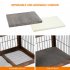 US GARVEE Dog Crate Furniture with Cushion Wooden Dog Crate Table 2 Drawers 3 Doors Dog Furniture Brown