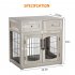 US GARVEE Dog Crate Furniture with Cushion Wooden Dog Crate Table 2 Drawers 3 Doors Dog Furniture