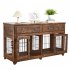 US GARVEE Dog Crate Furniture   5 Doors   Large Capacity Drawers   MDF   Steel   Openable Divider   Rustic Brown   Home
