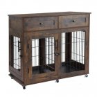 US GARVEE Dog Crate Furniture Wooden Dog Kennel with Room Divider and Tray Double Rooms Dog Cage