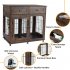 US GARVEE Dog Crate Furniture Wooden Dog Kennel with Room Divider and Tray Double Rooms Dog Cage