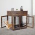 US GARVEE Dog Crate Furniture Wooden Dog Kennel with Room Divider and Tray Double Rooms Dog Cage