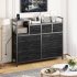 US GARVEE Dresser TV Stand with Power Outlet  Bedroom Dresser with 9 Drawers  Chest of Drawers for Living Room  Hallway Black Willow 