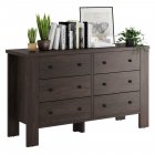 US GARVEE Dresser for Bedroom with 6 Drawers, Wood Drawer Dresser with Metal Handle, Chest of Drawers for Bedroom, Living Room, Hallway, Home Office, Dark Brown