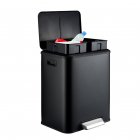US GARVEE Dual Trash Can Stainless Steel 2x15L Garbage Can Steel Pedal Recycle Bin with Lid