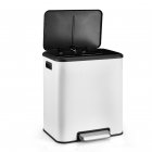US GARVEE Dual Trash Can Stainless Steel 2x15L Garbage Can Steel Pedal Recycle Bin with Lid