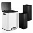 US GARVEE Dual Trash Can Stainless Steel 2x15L Garbage Can Steel Pedal Recycle Bin with Lid