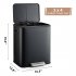 US GARVEE Dual Trash Can Stainless Steel 2x15L Garbage Can Steel Pedal Recycle Bin with Lid