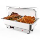 US GARVEE Electric Chafing Dish Set with Temperature Control Roll Top Stainless Steel Chafer