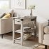 US GARVEE End Table with Charging Station  Narrow Side Table with Drawer and Storage End Table Wood Farmhouse Bed Side Table Night Stand for Living Room Bedroom