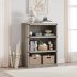 US GARVEE Farmhouse 3 Tier Bookcase  Open Shelves  MDF Wood  Rustic Grey  43 3  Low Bookcase  Home Office  Living Room