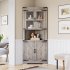 US GARVEE Farmhouse Corner Cabinet  Tall Corner Storage Cabinet with Barn Door   Adjustable Shelves  Bathroom Cabinet with Storage for Living Room  Kitchen  Bat