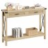 US GARVEE Farmhouse Entryway Console Table with Rattan Drawers  43  Sofa Table with Storage  Burlywood  for Living Room  Hallway