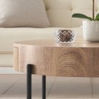 US GARVEE Farmhouse Round Coffee Table with Two Drawers + Wood & Metal + Vintage Style + Easy Assembly + Living Room Centerpiece