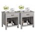 US GARVEE Farmhouse Square Nightstand with Storage Drawer and Shelf Wood End Table Beside Table Nightstands for Bedroom Nursery Living Room College Dorm  Grey
