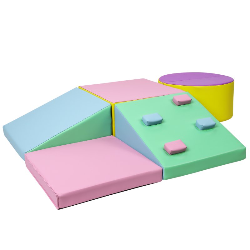 US GARVEE Foam Climbing Blocks for Toddlers and Preschoolers - Soft Climbing Indoor Set - Active Play Set for Climbing, Crawling, and Sliding, 5PCS