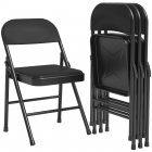 US GARVEE Folding Chairs Set of 4, PU Upholstered, Metal Frame, 350 lbs Capacity, Portable, Dining Room, Office, Camping