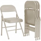 US GARVEE Folding Chairs Set of 4, PU Upholstered, Metal Frame, Holds 350 Pounds, Portable, Suitable for Dining, Living, Office, Camping