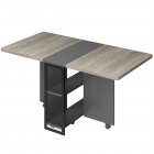 US GARVEE Folding Dining Table with 2 Tier Storage, Extendable Kitchen Table, Drop Leaf Table, Rectangle Dining Room Tables Set for 4, Space Saving Collapsible Expandable Dinner Kitchen Office Furniture