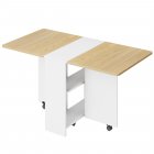 US GARVEE Folding Dining Table Drop Leaf Table for Small Spaces, Versatile Collapsible Dinner Kitchen Office Table with 2 Storage Racks, Space Saving Foldable Extendable Desk Dinning Room Furniture