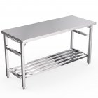 US GARVEE Food Prep Worktable, 24 x 60 Inches Stainless Steel Folding Workbench with Adjustable Shelf, Utility Table for Restaurant, Kitchen, Garage