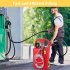 US GARVEE Fuel Caddy 32 Gallon Portable Fuel Tank On Wheels with 12V DC 140W Transfer Pump