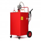 US GARVEE Fuel Caddy Portable Stainless Steel Gas Storage Tank On 4 Wheels with Manual Transfer Pump