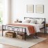 US GARVEE Full Bed Frame Platform with Headboard and Footboard Metal Bed Mattress Foundation with Storage No Box Spring Needed Black