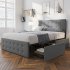 US GARVEE Full Bed Frame with 4 Storage Drawers  Adjustable Upholstered Headboard  Wood Slat Support  No Box Spring Needed  Modern Design  Quick Assembly