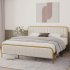 US GARVEE Full Size Bed Frame  Gold Metal Frame with Headboard and Footboard  Under Bed Storage Space and  Heavy Duty  Noise Free Design  No Box Spring Needed  